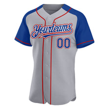 Load image into Gallery viewer, Custom Gray Royal-Red Authentic Raglan Sleeves Baseball Jersey
