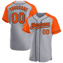 Load image into Gallery viewer, Custom Gray Orange-Black Authentic Raglan Sleeves Baseball Jersey
