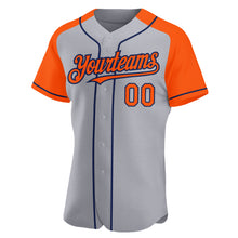 Load image into Gallery viewer, Custom Gray Orange-Navy Authentic Raglan Sleeves Baseball Jersey

