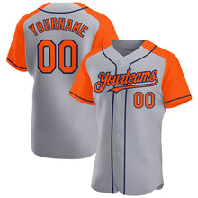 Load image into Gallery viewer, Custom Gray Orange-Navy Authentic Raglan Sleeves Baseball Jersey
