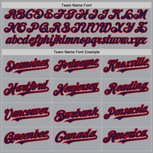 Load image into Gallery viewer, Custom Gray Navy-Red Authentic Raglan Sleeves Baseball Jersey
