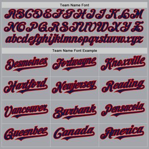 Custom Gray Navy-Red Authentic Raglan Sleeves Baseball Jersey