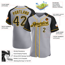 Load image into Gallery viewer, Custom Gray Black-Gold Authentic Raglan Sleeves Baseball Jersey
