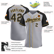 Load image into Gallery viewer, Custom Gray Black-Old Gold Authentic Raglan Sleeves Baseball Jersey
