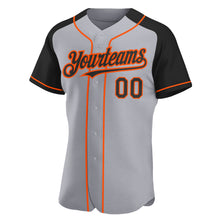 Load image into Gallery viewer, Custom Gray Black-Orange Authentic Raglan Sleeves Baseball Jersey

