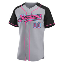 Load image into Gallery viewer, Custom Gray Light Blue Black-Pink Authentic Raglan Sleeves Baseball Jersey
