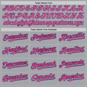 Custom Gray Light Blue Black-Pink Authentic Raglan Sleeves Baseball Jersey