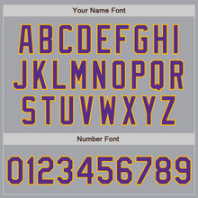 Load image into Gallery viewer, Custom Gray Purple-Gold Authentic Raglan Sleeves Baseball Jersey
