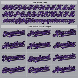 Custom Gray Purple-Black Authentic Raglan Sleeves Baseball Jersey