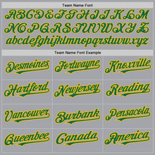 Load image into Gallery viewer, Custom Gray Kelly Green-Gold Authentic Raglan Sleeves Baseball Jersey
