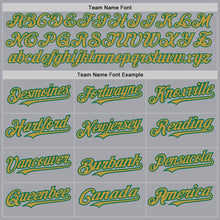 Load image into Gallery viewer, Custom Gray Kelly Green-Old Gold Authentic Raglan Sleeves Baseball Jersey
