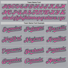 Load image into Gallery viewer, Custom Gray Pink-Kelly Green Authentic Raglan Sleeves Baseball Jersey
