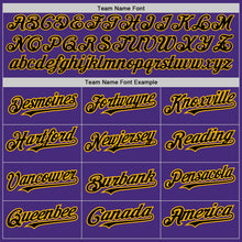Load image into Gallery viewer, Custom Purple Black-Gold Authentic Raglan Sleeves Baseball Jersey
