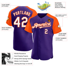 Load image into Gallery viewer, Custom Purple White-Orange Authentic Raglan Sleeves Baseball Jersey
