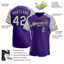 Load image into Gallery viewer, Custom Purple Gray-Black Authentic Raglan Sleeves Baseball Jersey

