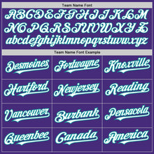 Load image into Gallery viewer, Custom Purple White-Teal Authentic Raglan Sleeves Baseball Jersey
