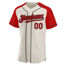 Load image into Gallery viewer, Custom Cream Red-Black Authentic Raglan Sleeves Baseball Jersey
