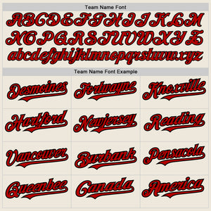 Custom Cream Red-Black Authentic Raglan Sleeves Baseball Jersey