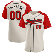 Load image into Gallery viewer, Custom Cream Red-Black Authentic Raglan Sleeves Baseball Jersey
