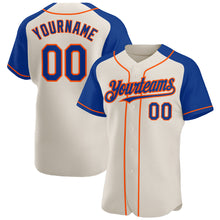Load image into Gallery viewer, Custom Cream Royal-Orange Authentic Raglan Sleeves Baseball Jersey
