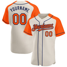Load image into Gallery viewer, Custom Cream Orange-Navy Authentic Raglan Sleeves Baseball Jersey
