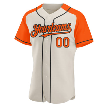 Custom Cream Orange-Black Authentic Raglan Sleeves Baseball Jersey
