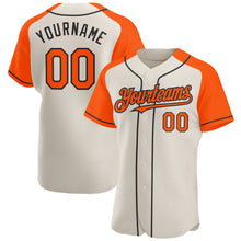 Laden Sie das Bild in den Galerie-Viewer, Custom Cream Orange-Black Authentic Raglan Sleeves Baseball Jersey
