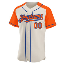 Load image into Gallery viewer, Custom Cream Orange-Royal Authentic Raglan Sleeves Baseball Jersey
