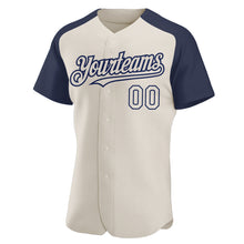 Load image into Gallery viewer, Custom Cream Navy Authentic Raglan Sleeves Baseball Jersey

