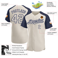 Load image into Gallery viewer, Custom Cream Navy Authentic Raglan Sleeves Baseball Jersey
