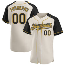 Load image into Gallery viewer, Custom Cream Black-Old Gold Authentic Raglan Sleeves Baseball Jersey
