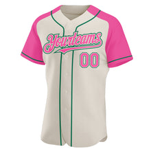 Load image into Gallery viewer, Custom Cream Pink-Kelly Green Authentic Raglan Sleeves Baseball Jersey
