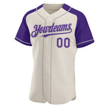 Load image into Gallery viewer, Custom Cream Purple-Gray Authentic Raglan Sleeves Baseball Jersey
