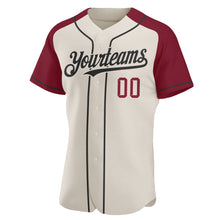 Load image into Gallery viewer, Custom Cream Black-Crimson Authentic Raglan Sleeves Baseball Jersey
