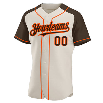 Custom Cream Brown-Orange Authentic Raglan Sleeves Baseball Jersey