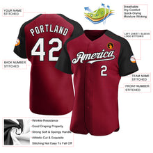 Load image into Gallery viewer, Custom Crimson White-Black Authentic Raglan Sleeves Baseball Jersey
