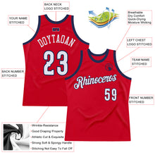 Загрузить изображение в средство просмотра галереи, Custom Red White-Navy Authentic Throwback Basketball Jersey
