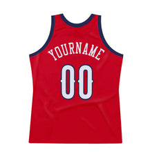 Загрузить изображение в средство просмотра галереи, Custom Red White-Navy Authentic Throwback Basketball Jersey
