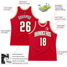 Загрузить изображение в средство просмотра галереи, Custom Red White-Old Gold Authentic Throwback Basketball Jersey
