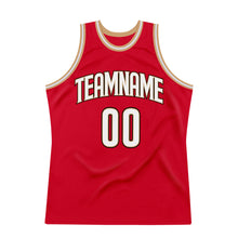 Загрузить изображение в средство просмотра галереи, Custom Red White-Old Gold Authentic Throwback Basketball Jersey
