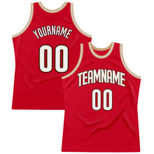 Загрузить изображение в средство просмотра галереи, Custom Red White-Old Gold Authentic Throwback Basketball Jersey
