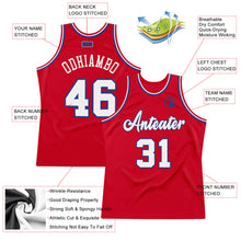 Load image into Gallery viewer, Custom Red White-Royal Authentic Throwback Basketball Jersey
