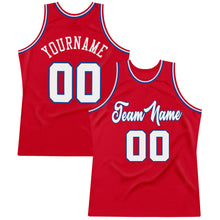 Load image into Gallery viewer, Custom Red White-Royal Authentic Throwback Basketball Jersey
