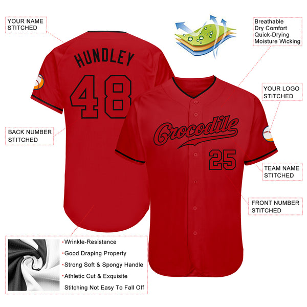 Custom Red Red-Black Authentic Baseball Jersey – CustomJerseysPro