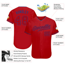 Laden Sie das Bild in den Galerie-Viewer, Custom Red Red-Royal Authentic Baseball Jersey
