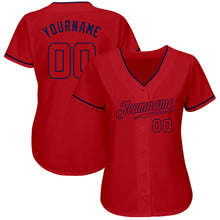 Load image into Gallery viewer, Custom Red Red-Navy Authentic Baseball Jersey
