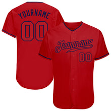 Load image into Gallery viewer, Custom Red Red-Navy Authentic Baseball Jersey
