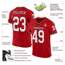 Load image into Gallery viewer, Custom Red White-Orange Mesh Authentic Throwback Football Jersey
