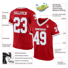 Laden Sie das Bild in den Galerie-Viewer, Custom Red White-Gray Mesh Authentic Throwback Football Jersey
