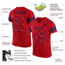 Load image into Gallery viewer, Custom Red Red-Navy Mesh Authentic Football Jersey

